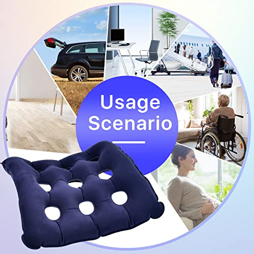 Akamino 2 Pack Inflatable Seat Cushion, Portable Waffle Chair Cushion With Inflatable Pump, Pressure Relief Seat Cushion For Tailbone Sciatica Office Wheelchair Travel Cars (Blue) #TOP6