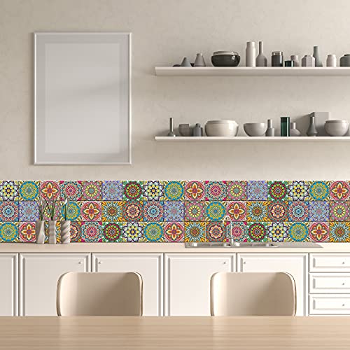 20Pcs Peel And Stick Floor Decorative Tile Stickers, Ulendis Self-Adhesive Removable Wallcovering, Moroccan Wall Floor Tile Backsplash Waterproof Kitchen Bathroom Furniture Staircase Home Decor(195) #TOP1