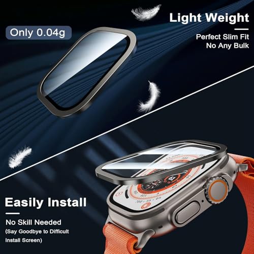 Image of HANKN for Apple Watch Ultra 3 /Ultra 2 /Ultra Screen Protector 49mm [2 Pack],9H Tempered Glass + Titanium Alloy Frame, [Keep Original] [Touch Sensitive] Lightweight Protective Glass Film for iwatch Ultra 3 /2 /1 [Titanium]