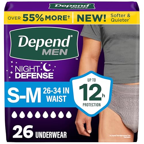 Depend Night Defense Adult Diapers, Incontinence Underwear for Men, Disposable, Overnight...