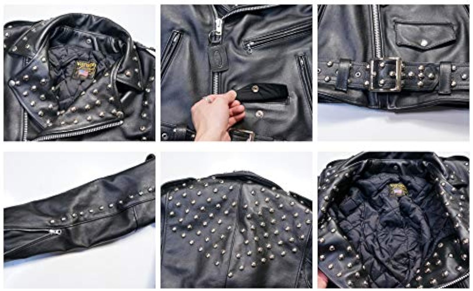 Amazon | [バンソン] スタッズ レザー ダブルライダースジャケット C2