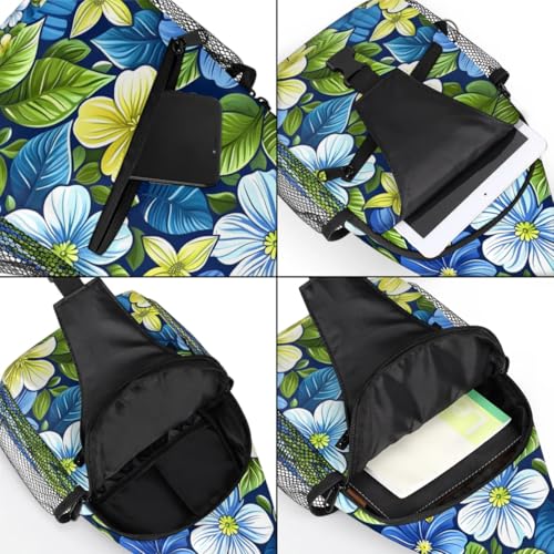 Bolso cruzado tipo sling para mujer y hombre azul floral miniatura 5