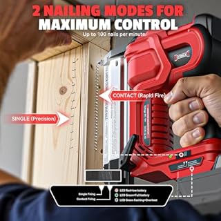 DIYtoolifz 18GA Cordless 2" Brad Nailer Compatible with Milwaukee 18V (Tool Only), 2-in-1 Nail/Staple Gun, Tool-Free Jam, Adjustable Depth, 2 Modes with 400 Nails/Staples for Woodworking, Carpentry