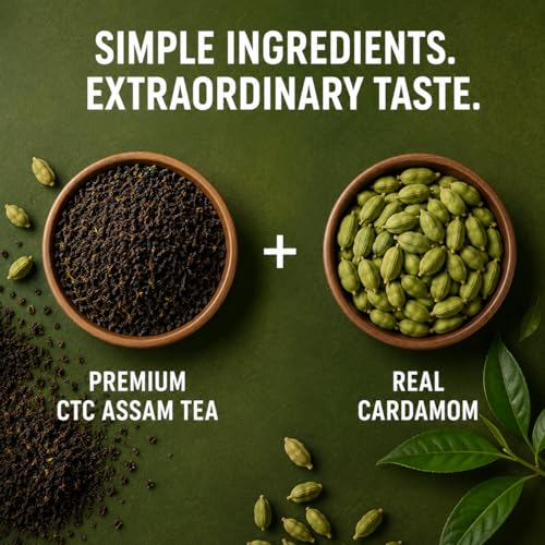Image of Pansari Elaichi Chai | Premium CTC Assam Tea with Real Cardamom | 100% Natural Elaichi Chai Patti | No Artificial Essence | Strong Kadak Aromatic Indian Black Tea | 450g Airtight Jar