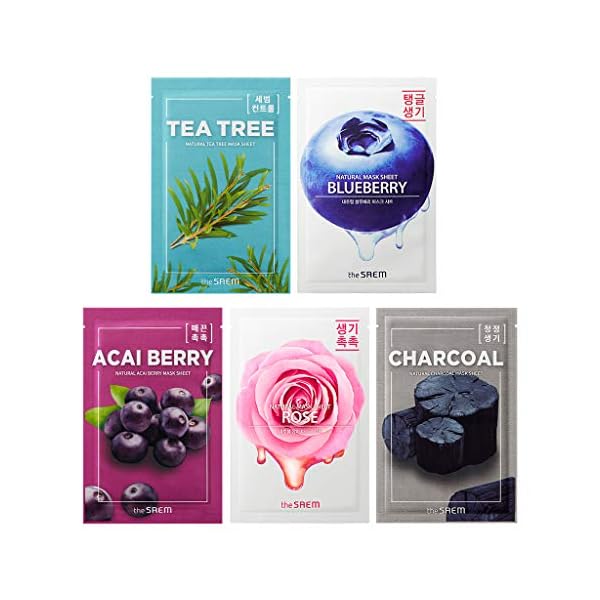 THESAEM Natural Facial Mask Sheet 21ml 20 Pack - Korean Skincare Moisturizing and Nourishing Facial Mask Sheet Variety Combo Pack