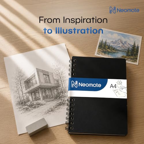 Image of Neomate Artists Spiro Bound Sketch Book | Spiral | A4 Size, 120 Pages, 110 GSM | Ideal for Students and Adults, Home, School, Students, Beginners, Professional Drawing, Sketching, Mandala Art