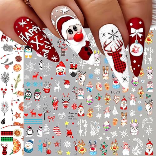 Guidre Grinch Nail Stickers Natale, 12 fogli, Multicolor, Vinile, Accessori per Nail Art, Adesivi per Unghie