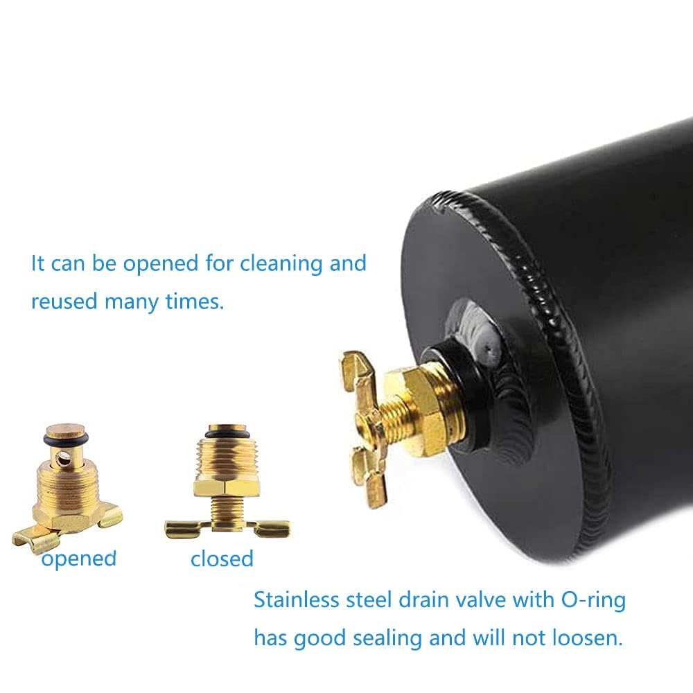 Récupérateur d'huile universel 10AN en aluminium avec valve de vidange et filtre reniflard 750 ml