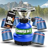 ✅UNIVERSELL EINSETZBAR – Egal ob für den nächsten Campingurlaub, Wandertour, Trekking, Festivals oder im Falle eines möglichen Blackouts sind mit dem unschlagbaren Campingkocher Set von Magnum bekommen Sie 10 Gaskartuschen gratis