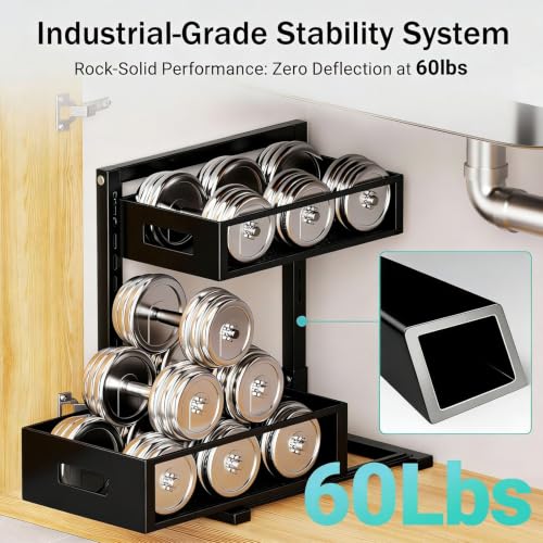 Organizador Ajustable Bajo Fregadero 2 Niveles para Baño y Cocina (Negro) miniatura 6