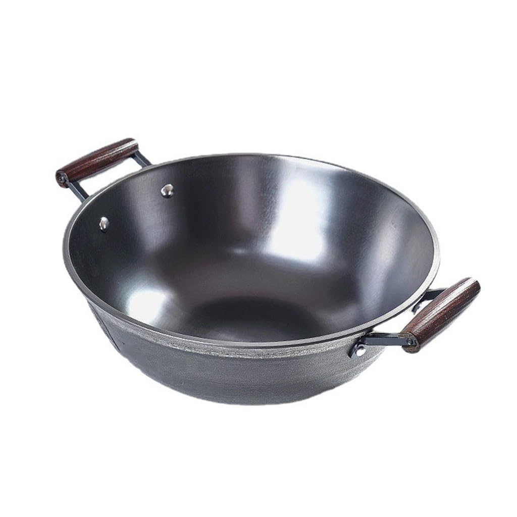 ASerZenith Cast Iron Skillet Ear Pig Iron Frying Pan Stewing Pot Household,Svart 34 * 12.5Cm