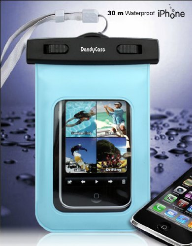 DandyCase Waterproof Case for Apple iPhone 4, 4S - Also Works with iPod Touch 3, 4, iPhone 3G, 3GS, & Other Smartphones - IPX8 Certified to 100 Feet [Retail Packaging (Blue)