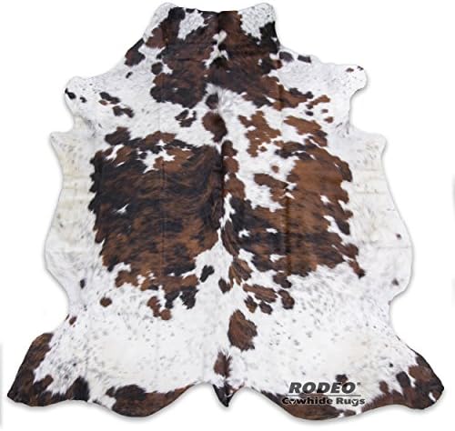 RODEO Tricolor Cow Hide Cow Skins Hair on Leather Rug Size Large TR 5x7