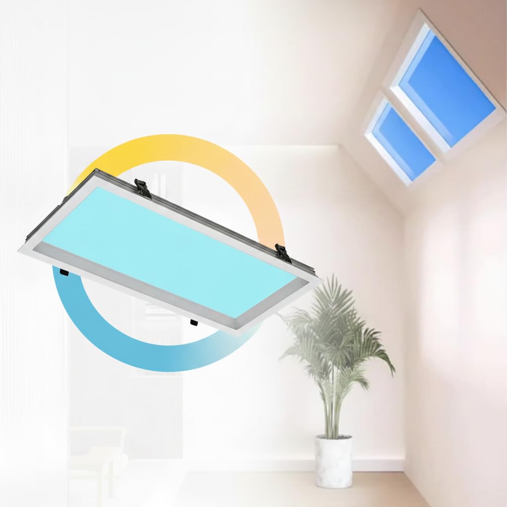 BARCELONA LED Pannello LED Effetto Cielo 45W 3375lm 60x30cm | CCT 1800K-20000K | Luce Circadiana Intelligente | Controllo Tuya Bluetooth + Telecomando | Pannello Skylight Ultra
