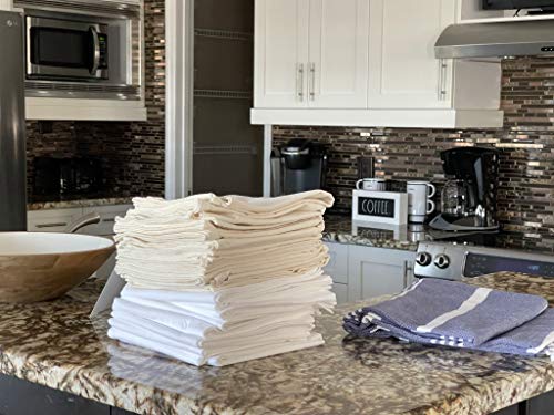 10 Pack Flour Sack Dish Towels, Certified Organic Cotton, Flour Sack Towels, Highly Absorbent, Tea Towels For Embroidery, Kitchen Dish Towels,28X28 Inches (Ivory) Flour Sack Towels #TOP4