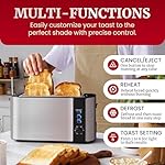 Elite Gourmet ECT-3100 Long Slot 4 Slice Toaster, Reheat, 6 Toast Settings, Defrost, Cancel Functions, Built-in Warming Rack, Extra Wide Slots for Bagels & Waffles, Stainless Steel & Black - Image 3