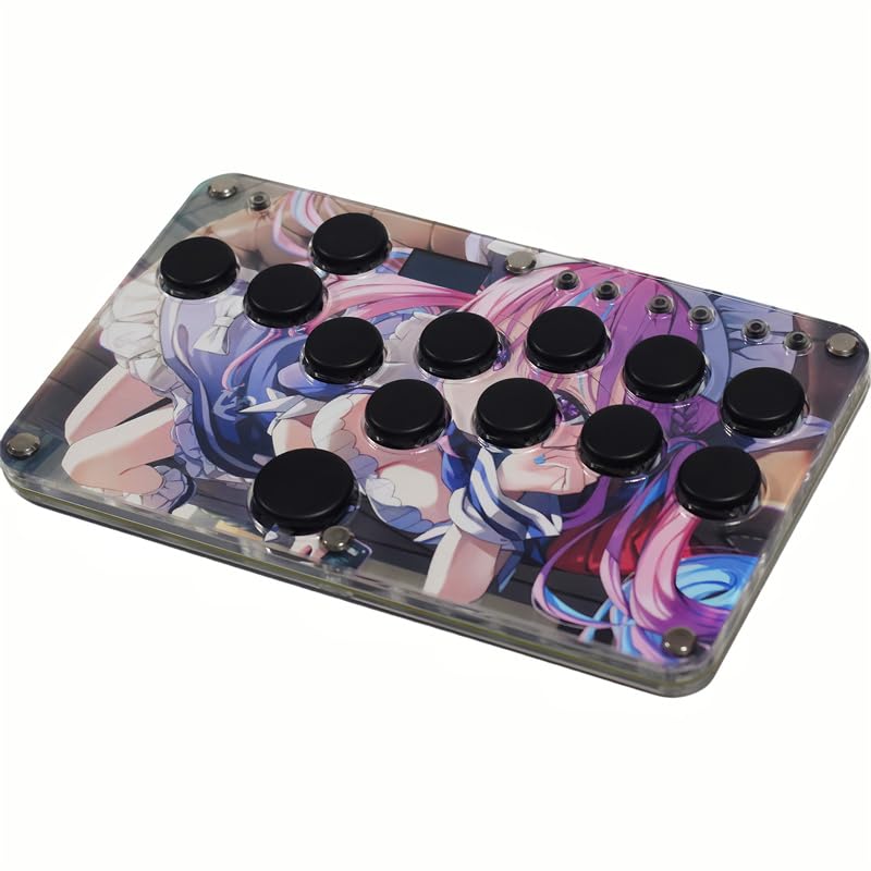 XIAO SHI MIN STORY Mini Arcade Game Controller for PC/PS3/PS4/Switch/Steam, with RGB Lights & Hot Swap, All Buttons Gaming Gamepad For Fighting, Support Custom