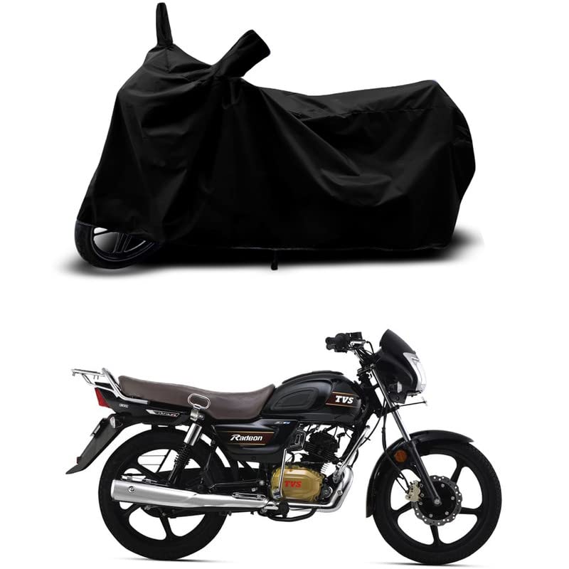 Image of 100% Scratchproof /UV-Rays /Heat Protection /Birds Dropping /Water Resistant /Dust Proof /Waterproof /Full Bike Scooty Two Wheeler Body Cover Compatible for Radeon Drum All Varients[Black]