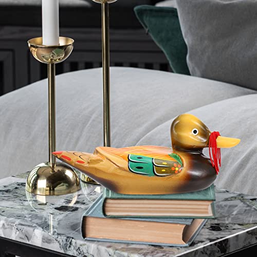 Vosarea 2Pcs Wooden Mandarin Duck Ornament Hand Carved Figures Miniature Love Bird Decor Decoy Art Sculpture Wedding Gifts Collectible Decor #TOP5