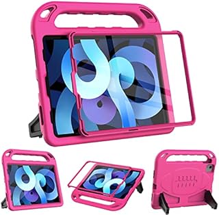 Surom Kids Case with Built-in Screen Protector for iPad Air 5th Generation 2022/iPad Air 4th Gen 2020, 10.9" iPad Air 5/4 Shockproof Handle Stand Case for iPad Air 5th/4th Gen 10.9/Pro 11, Rose Pink