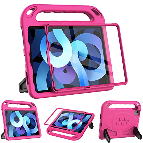 Surom Kids Case with Built-in Screen Protector for iPad Air 5th Generation 2022/iPad Air 4th Gen 2020, 10.9" iPad Air 5/4 Shockproof Handle Stand Case for iPad Air 5th/4th Gen 10.9/Pro 11, Rose Pink