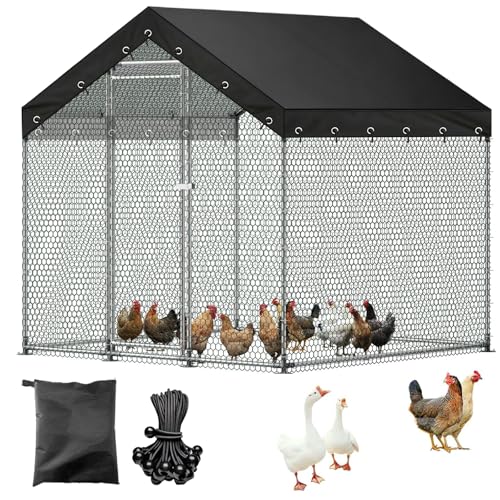 Outdoor Chicken Coop Cover for 9.8x6.5ft Large Metal Chicken Run 600D Waterproof Sunshade Cover UV Resistant Weatherproof Heavy Duty Outdoor Replaceable Large Chicken Coops Top Covers,Only Cover,Black