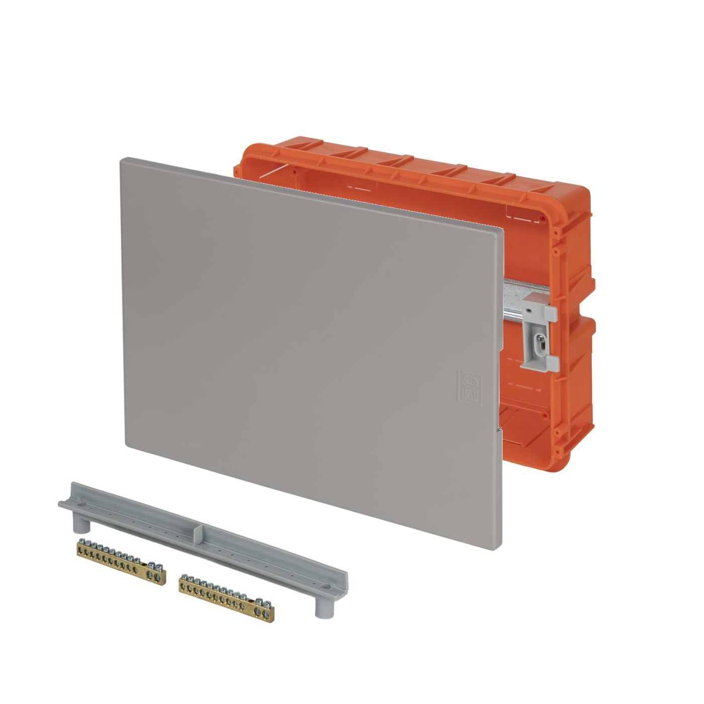 Boîtier encastrable pour maçonnerie avec bornier – Tableau électrique 12 modules DIN (1 x 12), ultra fin 11 mm, style moderne et élégant, IP40, rail DIN, pour rénovation d'appartements, sable