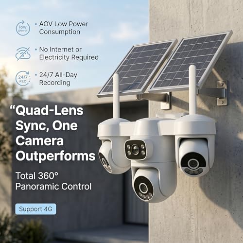 Image of Golens WC22K Solar Pro 4G Security Camera 4 Lens | SIM Supported | AI Human Detection & Auto Tracking | Full Color Night Vision | Dual Solar Panel, 12000mAh Battery, Two-Way Audio, Sound & Light Alarm