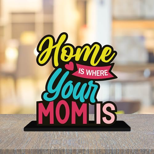 Image of Artvibes Home is Where Your Mom is Quotes Table Decor for Office Desk | Home Decoration Items | Living Room | Modern Art Wooden Showpiece Decorative Gift item (SP 1191)