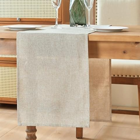LUOLUO Faux Linen Table Runner for Home Cover
