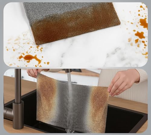 Image of Grey Microfiber Cleaning Cloth 1Roll 20 Sheet 4000+ Times Washable 10X Cheaper Than Paper Kitchen Towel Ultra Absorbent Lint Free Reusable Tear-Away Streak Free Multi-Purpose Use for Home