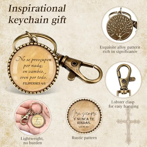 Image of 30 Pcs Spanish Christian Gift for Woman Spanish Bible Verse Keychain Scripture Quote Inspirational Gift for Women