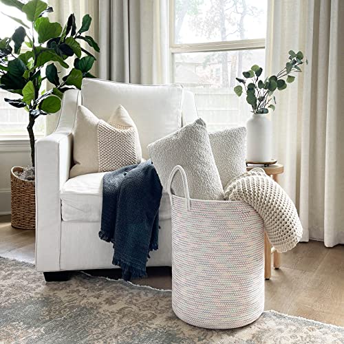 Goodpick Rainbow Rope Storage Basket For Kids 15 X 20 Inches, Tall Baby Laundry Basket For Living Room Bedroom, Nursery Storage Basket For Toy Blankets Toy Bin, 58L #TOP5