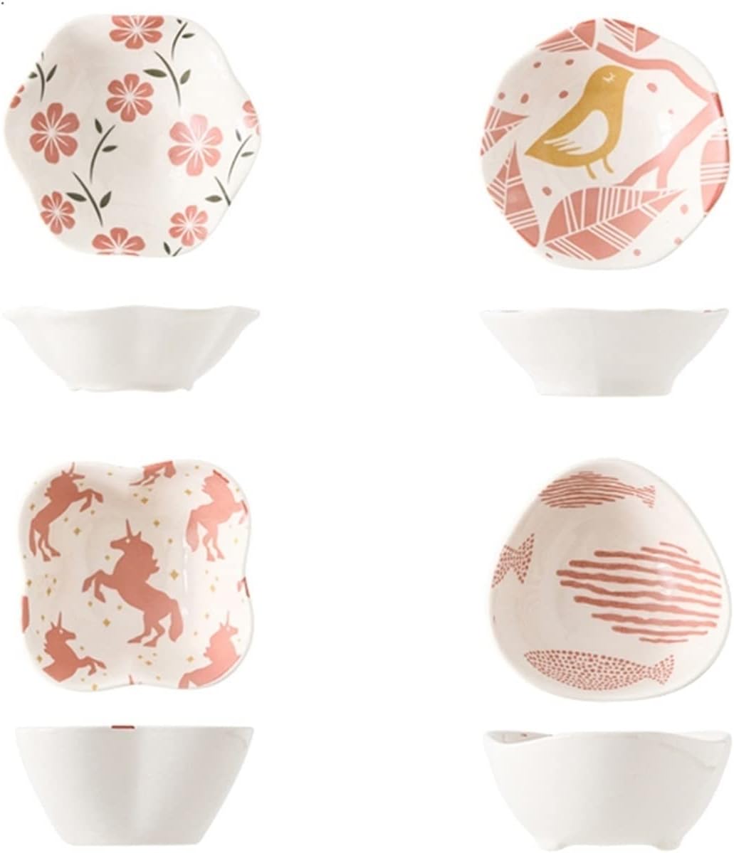 Appetizer Dish Seasoning Bowl 4 Dipping Bowl Ceramic Sauces Set Set Of Colorful Snack Bowl Ice Home Seasoning Plate (Color : 1) (8)