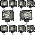 LED pod Lights for Trucks, MUVKQC 10PCS 4INCH 72W 12000LM Square LED Work Light pods 12V-60V led Equipment Lights Offroad Driving Lights for Car ATV UTV SUV Golf Cart Tractor Forklift