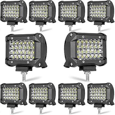 LED pod Lights for Trucks, MUVKQC 10PCS 4INCH 72W 12000LM Square LED Work Light pods 12V-60V led Equipment Lights Offroad Driving Lights for Car ATV UTV SUV Golf Cart Tractor Forklift