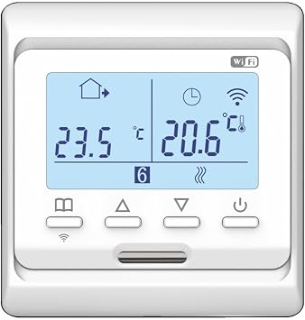 WiFi Smart Thermostat R8W Compatible for Alexa and Google Home for Water and Underfloor Heating, Remote App Access, Programmable 6 Periods Per Day, Temperature CalibrationWIFI Electric16A