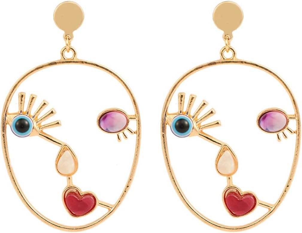 El Regalo "Chehra" Abstract Face Earrings- Gold Tone Geometric Hollow Face Earrings for Girls & Women- Vintage Fashion (Evil Eye Face) (B0CTTH2PJK) Amazon Price History, Amazon Price Tracker