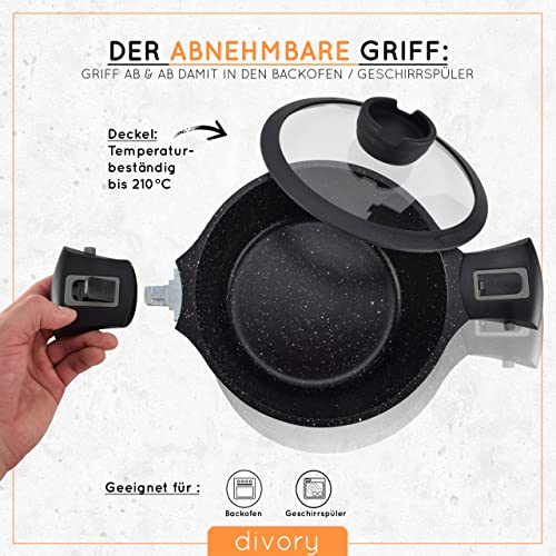 DIVORY Topfset Pfannenset Induktion - 14 teilig, Kochgeschirr Set mit Deckel, Töpfe und Pfannen beschichtet mit abnehmbarem Griff inkl. Küchenhelfer und Geschenkbox – Bild 5