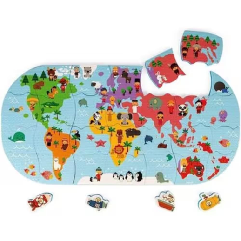 Janod - Bath Explorers Map - Early Years Bath Toy - Handling and Dexterity - Ages 3 and Up, J04719