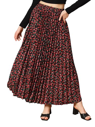 Image of KZULLY | Floral Printed Maxi Skirt | Comfortable Elastic Waist | Stylish Morden and Comfortable Looking | Fashionable and Modern Look Perfect for Any Event| Polyester, Crepe| for Women