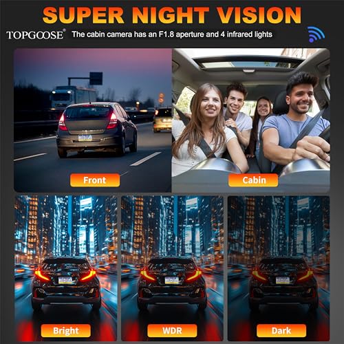 4 Channel Dash Cam 360° View 5G WiFi & APP Control Free 64GB Card | 2K FHD Front and Rear Inside, Left Right Dash Camera for Cars, G-Sensor, Loop Recording, 24H Parking Mode — view 4