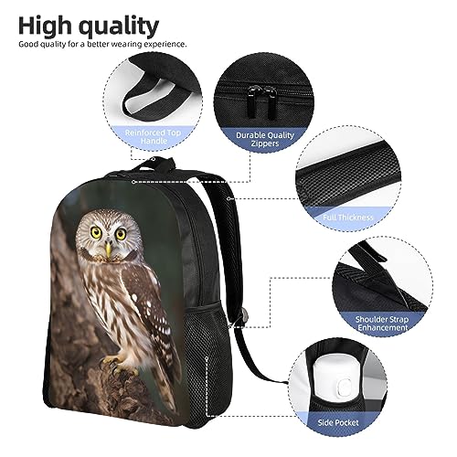 Mochila Casual Impermeable con Estampado de Búho Negra miniatura 5