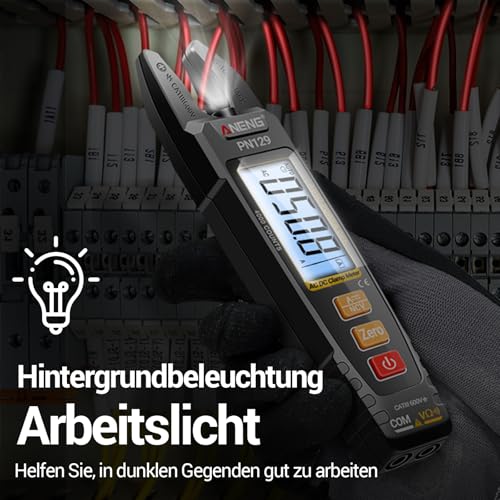 ANENG Multimeter PN129 Stromzange,TRMS 4000Counts U-förmiger Zange Strommesszange mit Wechselstrom/Gleichstrom Strom,Spannung,Widerstand,Kapazität,Durchgang,berührungslose Spannungserkennung Werkzeug