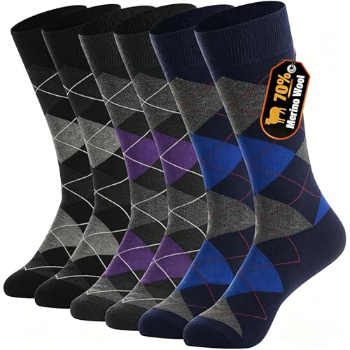 BISOUSOX Thin Merino Wool Dress Socks for Men Light Breathable Non Bulky Crew Socks Size 9-12 for Suit Business