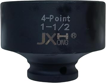1/2" Drive 1-1/2" 4-Point Square Impact Socket, Heat Treated Cr-Mo Alloy Stee