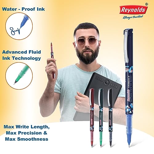 Bolígrafo de rodillo de 0.5 mm Reynolds Trimax Green para oficina y escuela, 5 piezas 2
