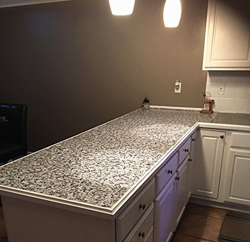 Teemall Light White Granite Look Marble Film Vinyl Self Adhesive Kitchen Countertop Peel Stick Wallpaper Decal 17.7''x98'' (Terrazzo)