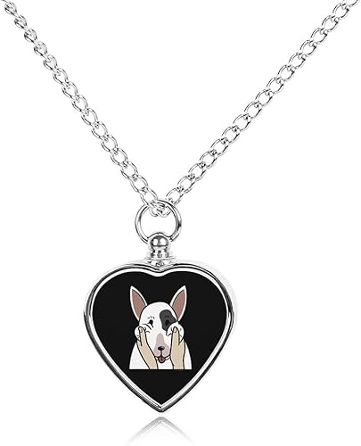 Miniatura 1 de Divertido collar de urna inglesa de Bull Terrier para mascotas, colgante de corazón de cremación, joyería de recuerdo conmemorativo para perros,