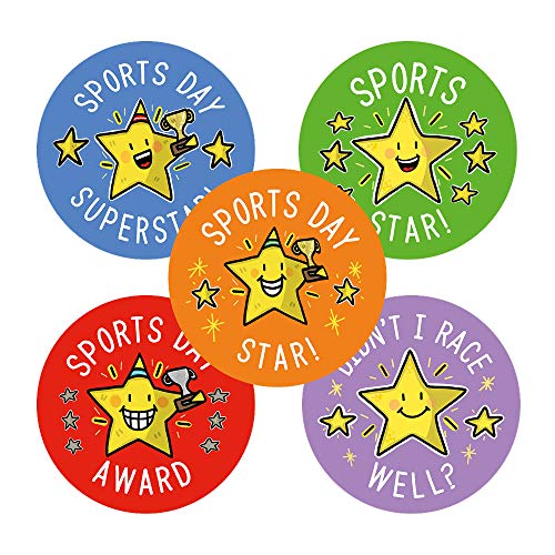 Sports Day Participation Stickers 250 Reward Stickers for Kids with 5 Designs Perfect for School Sports Day PE Competitions Certificates & Positive Behaviour - By SuperStickers